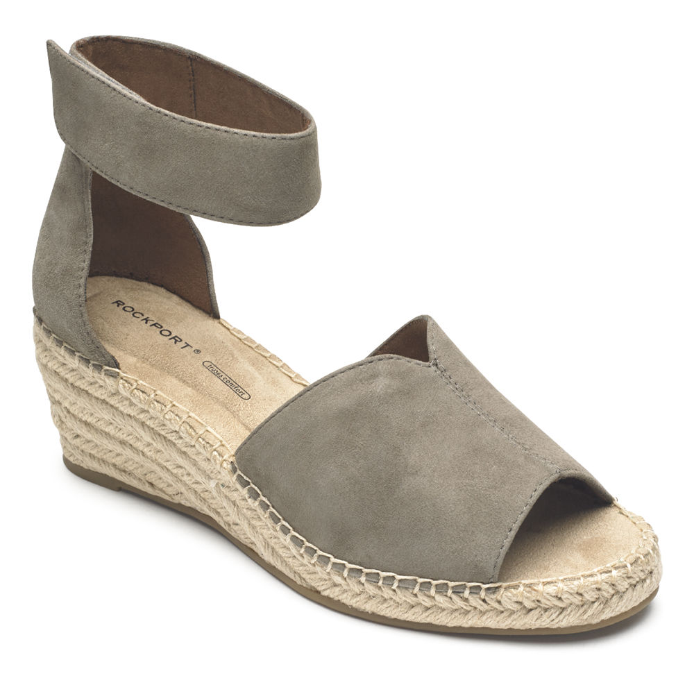 Rockport Sandals For Womens Grey - Marah Peep Toe Espadrille - YQ1895607